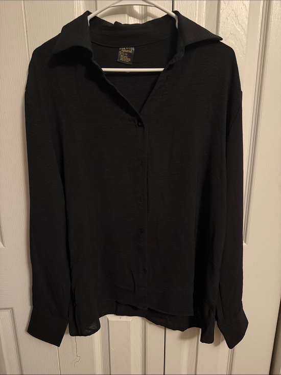 Tops - Black Button-Front Women's Blouse -